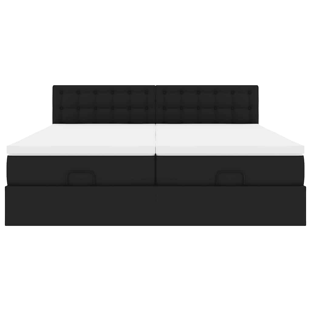 Doppelbett mit Stauraum inkl. Matratzen & LED-Beleuchtung 200x200 cm