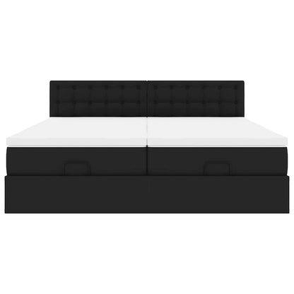 Doppelbett mit Stauraum inkl. Matratzen & LED-Beleuchtung 200x200 cm