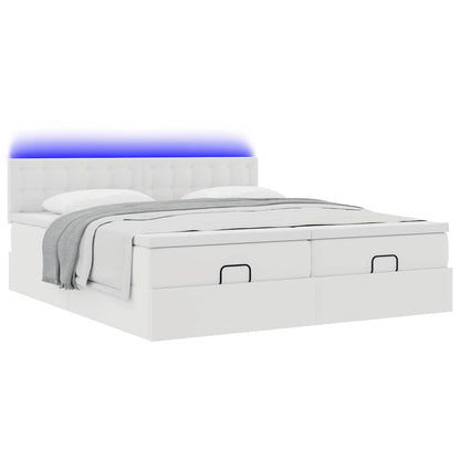 Doppelbett mit Stauraum inkl. Matratzen & LED-Beleuchtung 200x200 cm