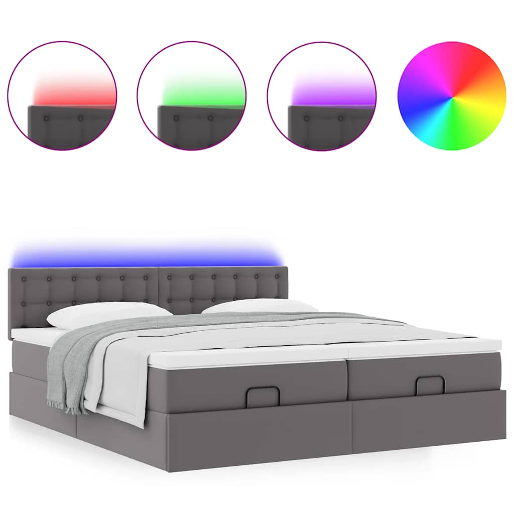 Doppelbett mit Stauraum inkl. Matratzen & LED-Beleuchtung 200x200 cm