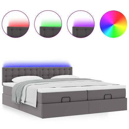 Doppelbett mit Stauraum inkl. Matratzen & LED-Beleuchtung 200x200 cm