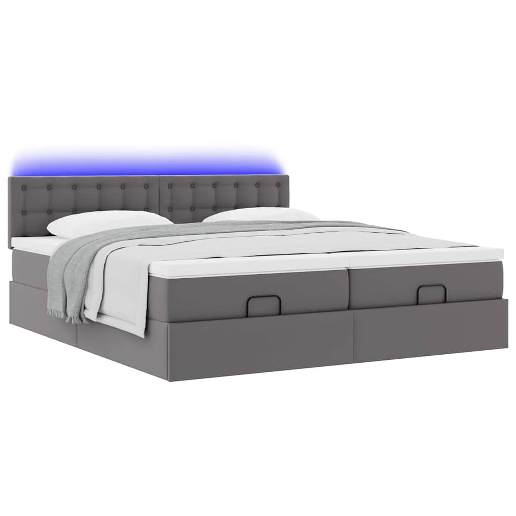 Doppelbett mit Stauraum inkl. Matratzen & LED-Beleuchtung 200x200 cm