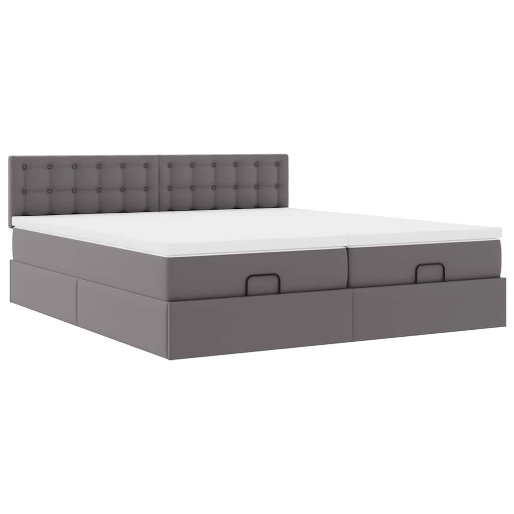 Doppelbett mit Stauraum inkl. Matratzen & LED-Beleuchtung 200x200 cm
