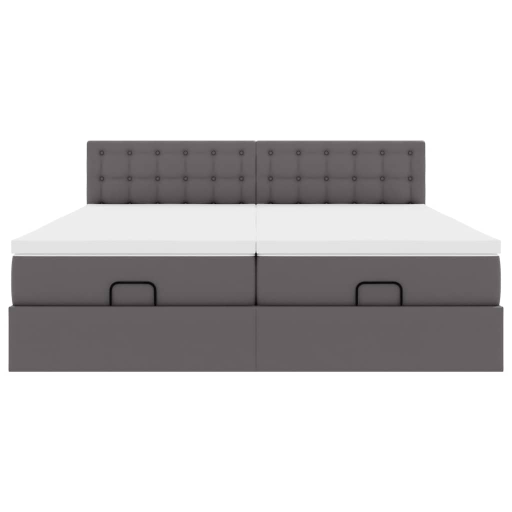 Doppelbett mit Stauraum inkl. Matratzen & LED-Beleuchtung 200x200 cm