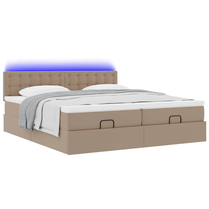 Doppelbett mit Stauraum inkl. Matratzen & LED-Beleuchtung 200x200 cm