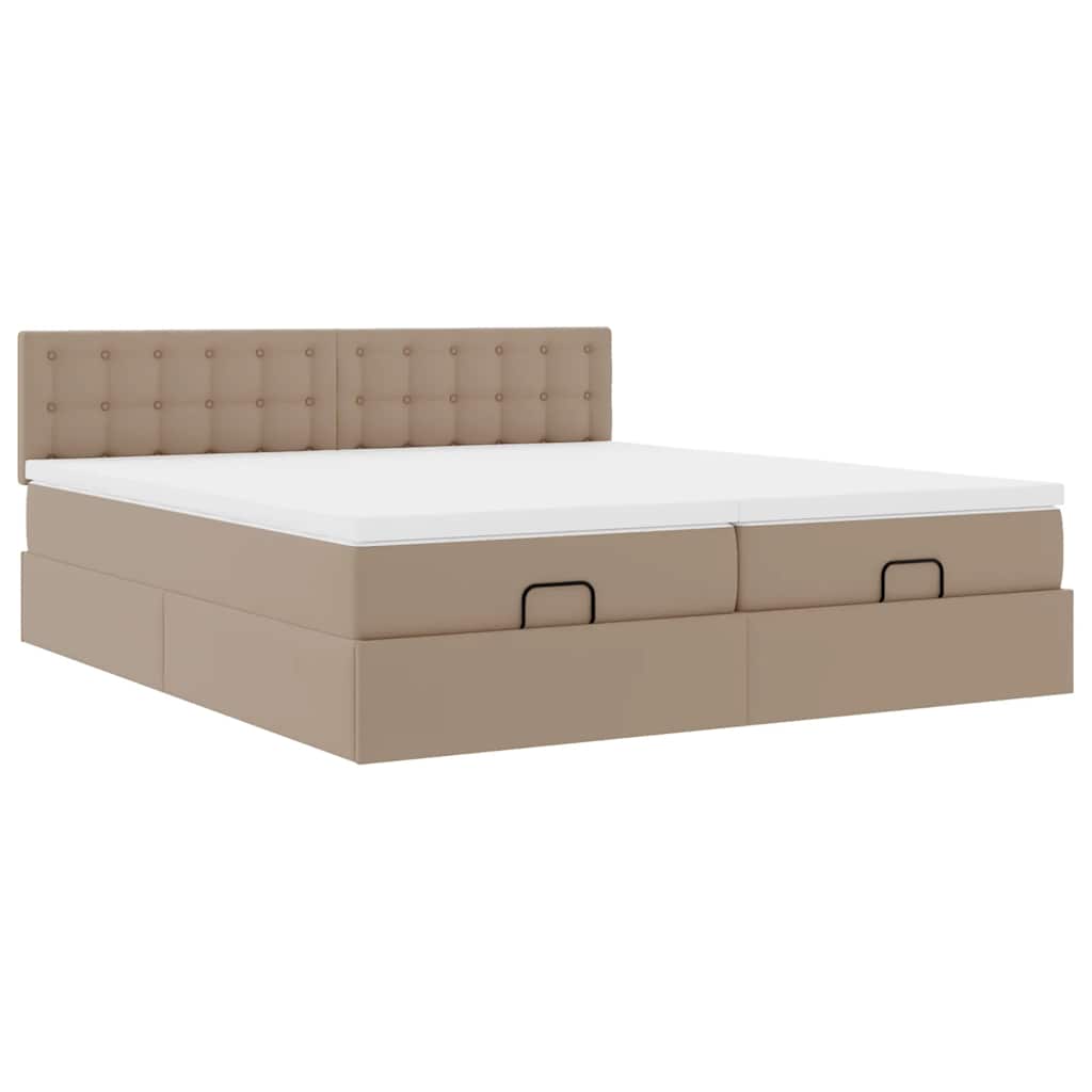 Doppelbett mit Stauraum inkl. Matratzen & LED-Beleuchtung 200x200 cm