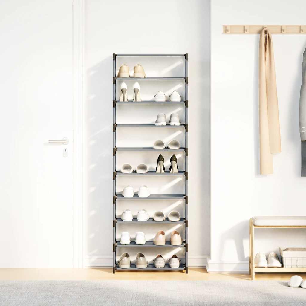 Schuhregal 8 Ebenen Grau 54x28x124 cm Vliesstoff