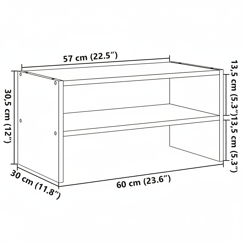 Schuhregal Stapelbar Artisan-Eiche 60x30x30,5 cm