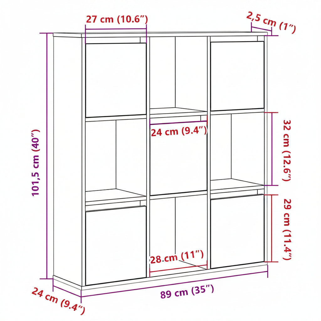 Bücherregal -Optik 89X24X101,5 Cm Holzwerkstoff