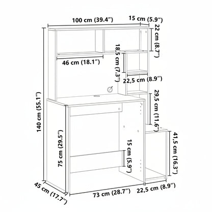 Schreibtisch mit Regal Sonoma-Eiche 100x45x140 cm Holzwerkstoff