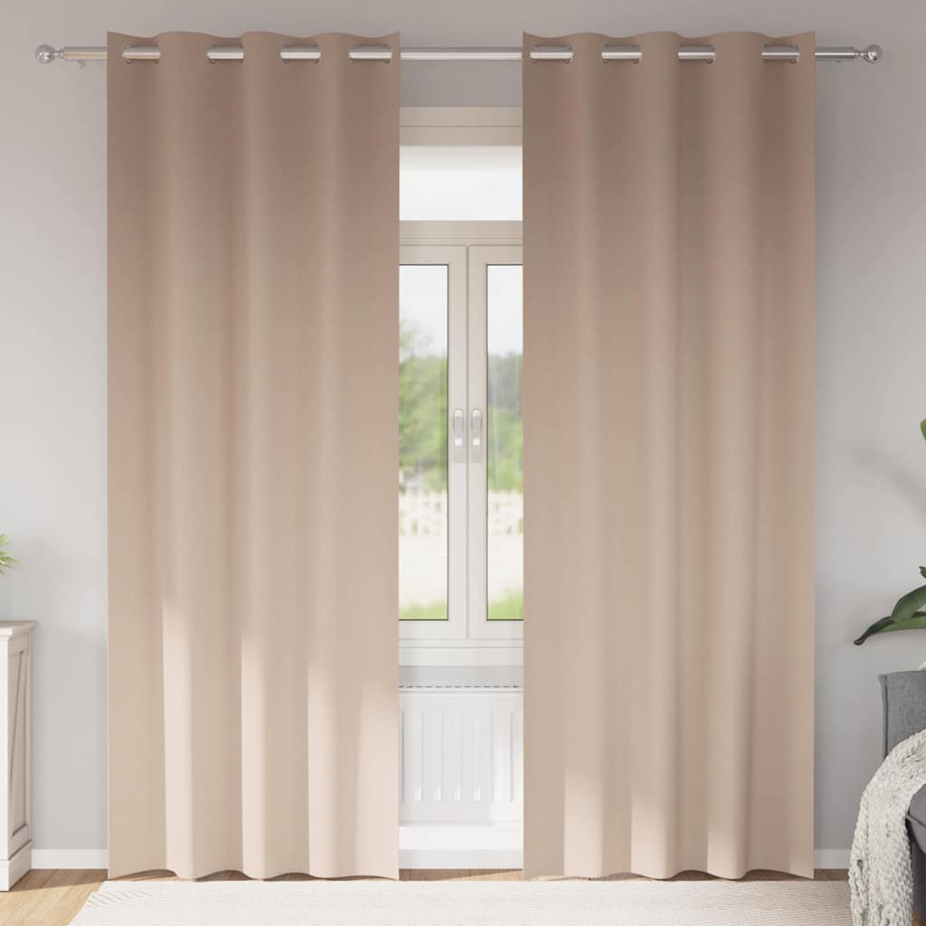 Verdunkelungs-Vorhänge mit Ringen 2 pcs Beige 225 x 140 cm