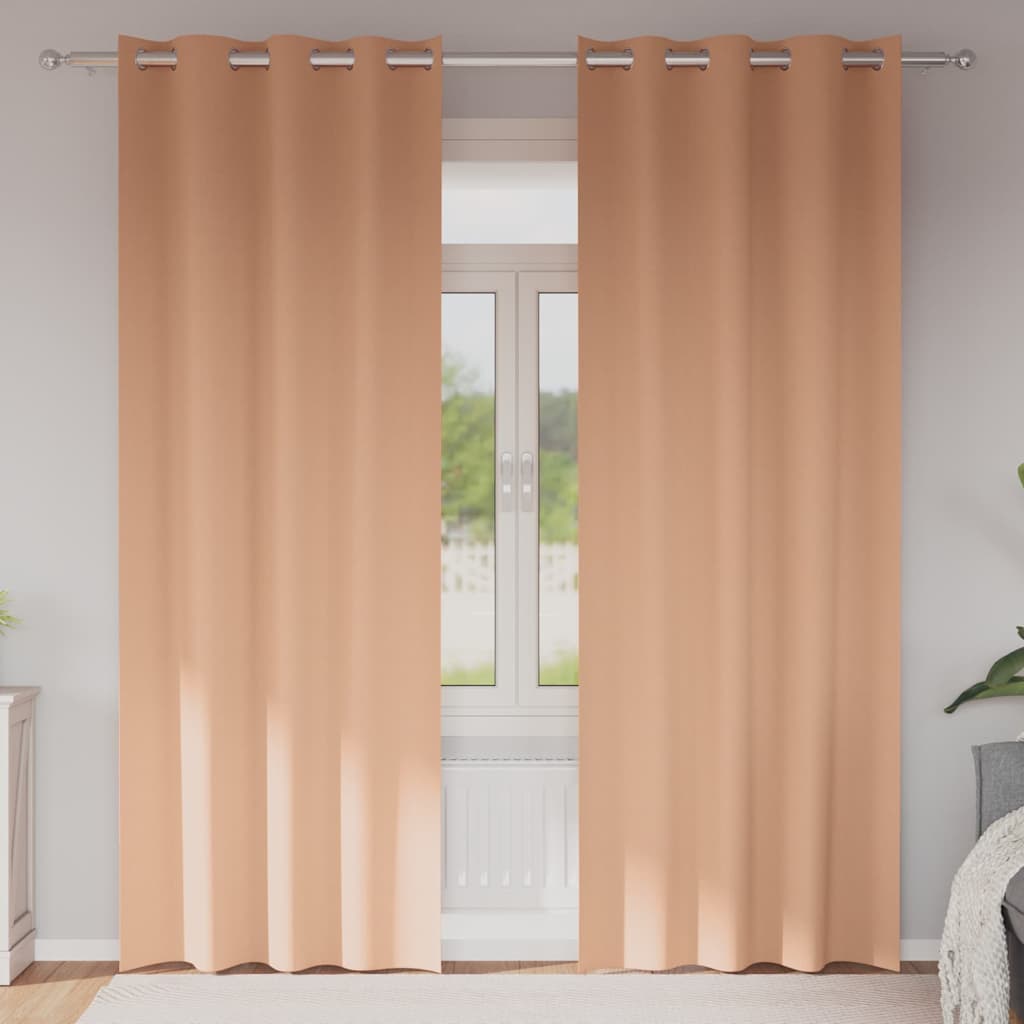Verdunkelungs-Vorhänge mit Ringen 2 pcs Beige 225 x 140 cm
