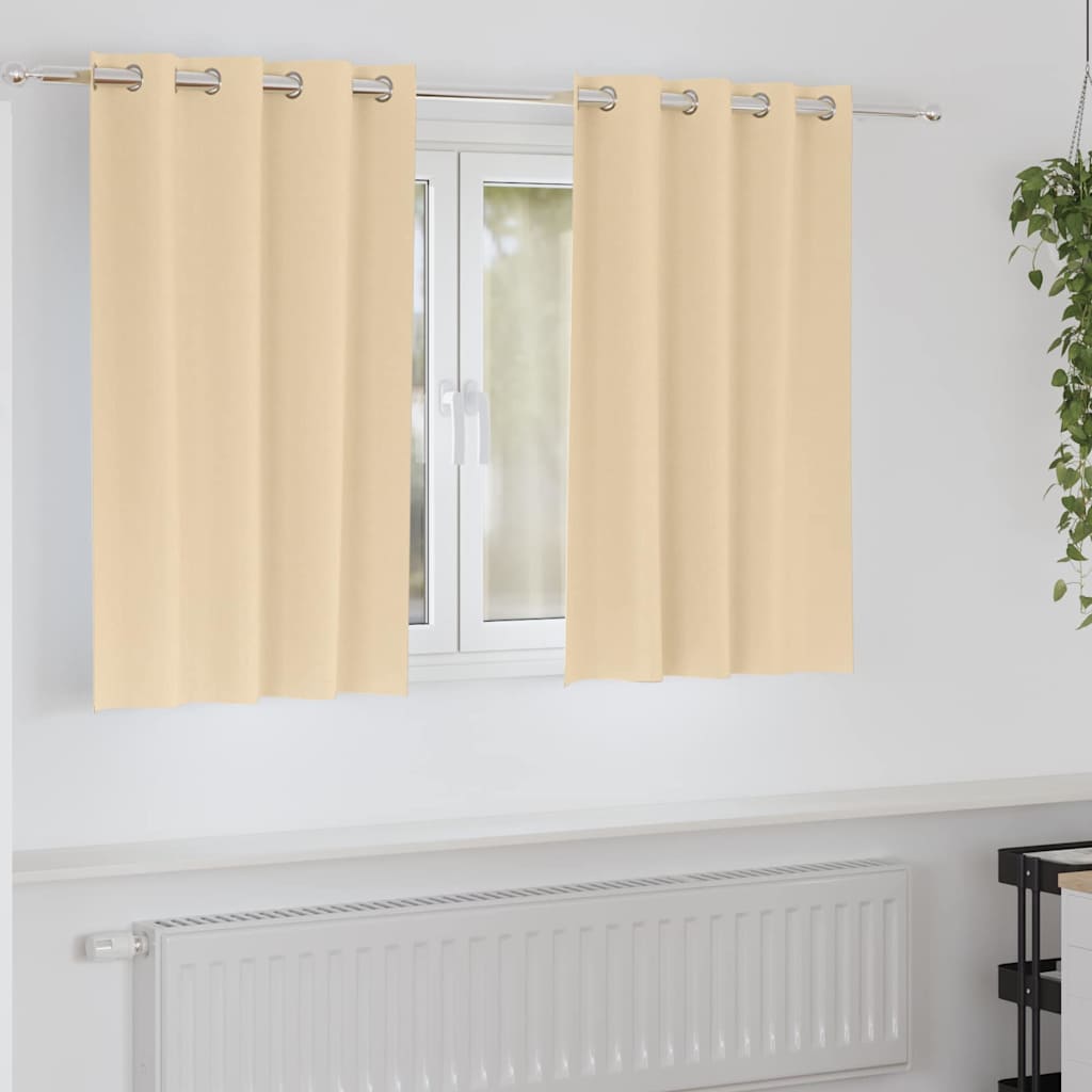 Verdunkelungs-Vorhänge mit Ringen 2 pcs Beige 140 x 140 cm
