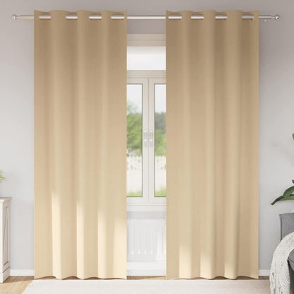 Verdunkelungs-Vorhänge mit Ringen 2 pcs Beige 225 x 140 cm