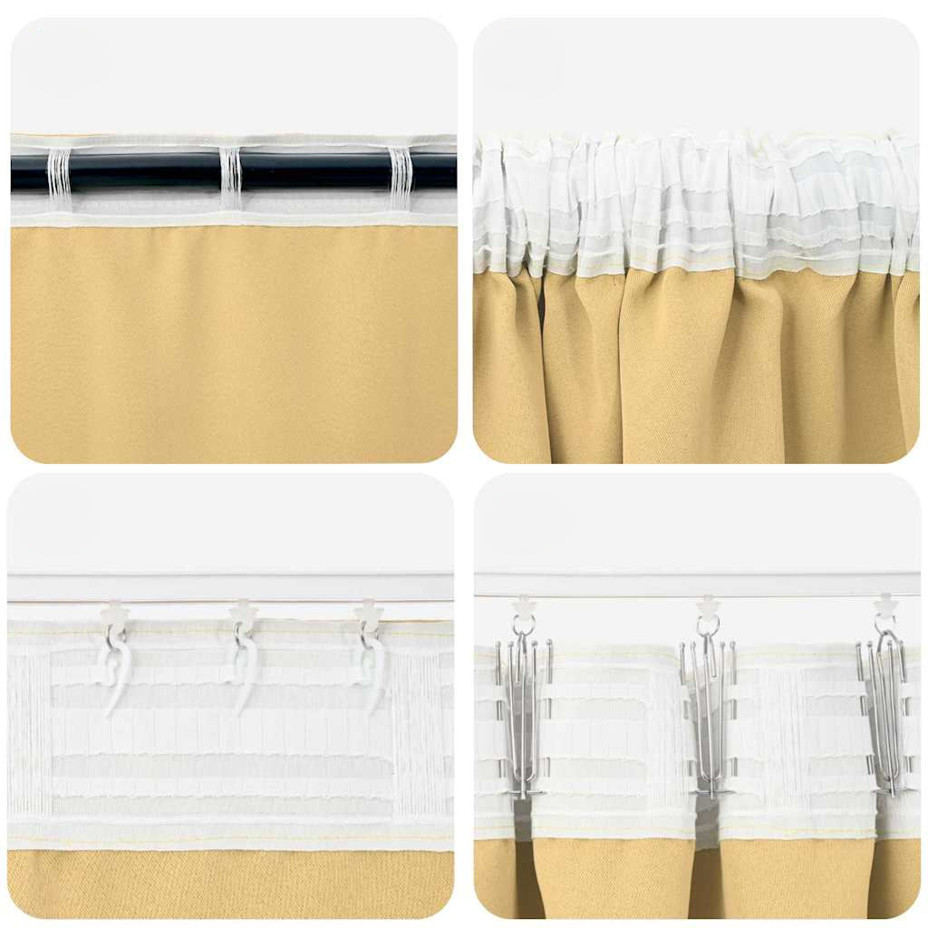 Verdunkelungs-Vorhänge mit Kopfband 2 pcs Beige 225 x 140 cm