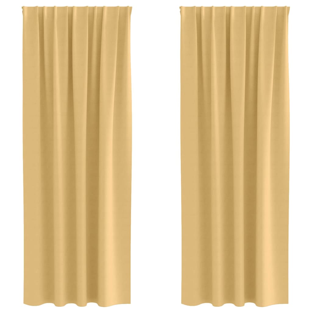 Verdunkelungs-Vorhänge mit Kopfband 2 pcs Beige 225 x 140 cm