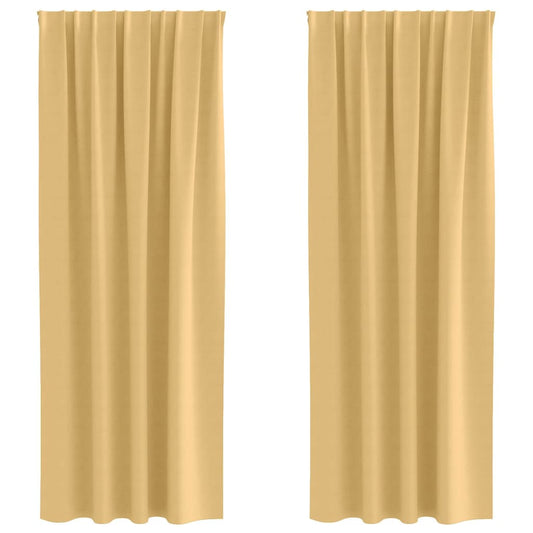 Verdunkelungs-Vorhänge mit Kopfband 2 pcs Beige 225 x 140 cm