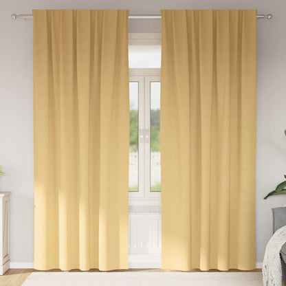 Verdunkelungs-Vorhänge mit Kopfband 2 pcs Beige 245 x 140 cm