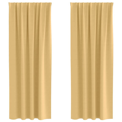 Verdunkelungs-Vorhänge mit Kopfband 2 pcs Beige 260 x 140 cm