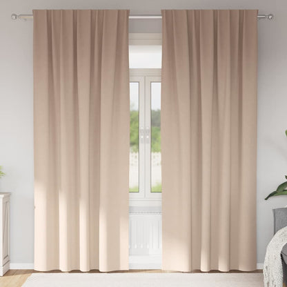 Verdunkelungs-Vorhänge mit Kopfband 2 pcs Beige 225 x 140 cm