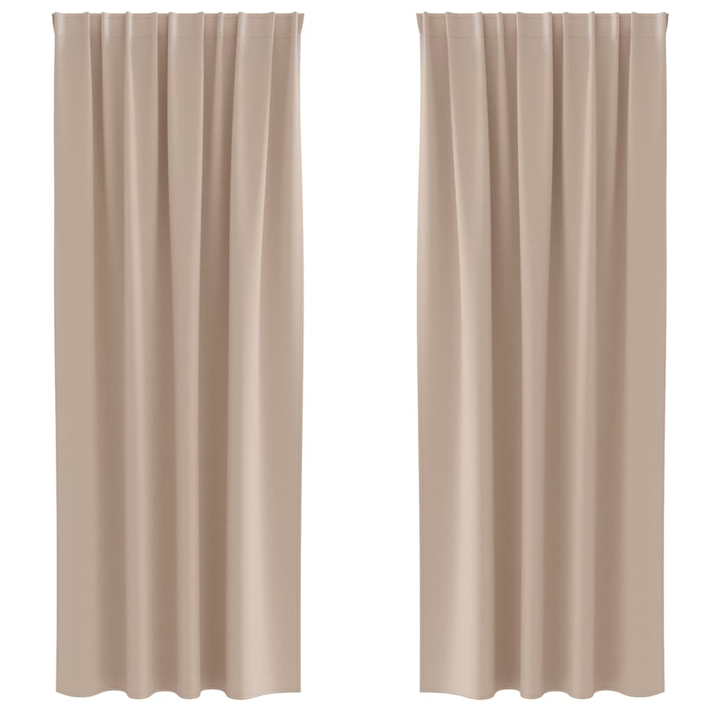 Verdunkelungs-Vorhänge mit Kopfband 2 pcs Beige 225 x 140 cm