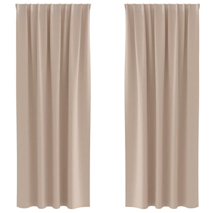 Verdunkelungs-Vorhänge mit Kopfband 2 pcs Beige 245 x 140 cm