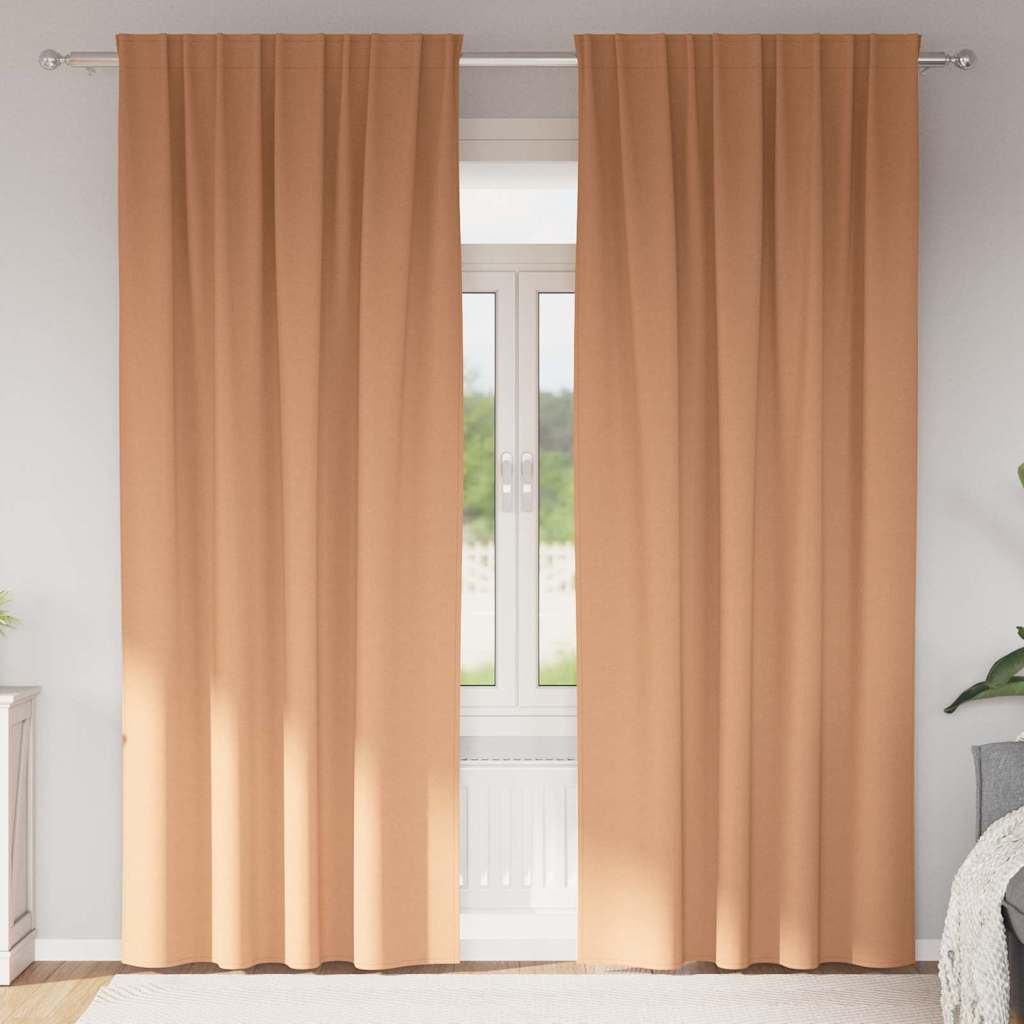 Verdunkelungs-Vorhänge mit Kopfband 2 pcs Beige 225 x 140 cm