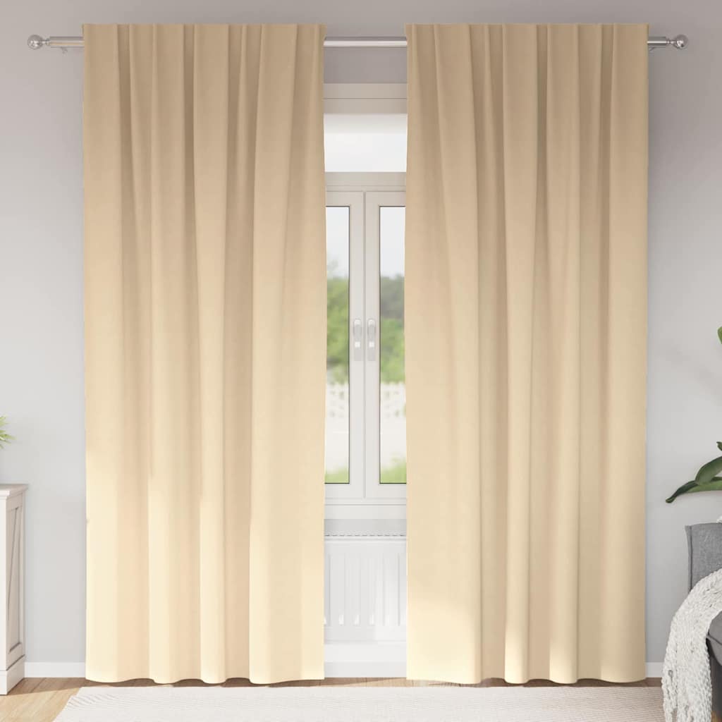 Verdunkelungs-Vorhänge mit Kopfband 2 pcs Beige 260 x 140 cm