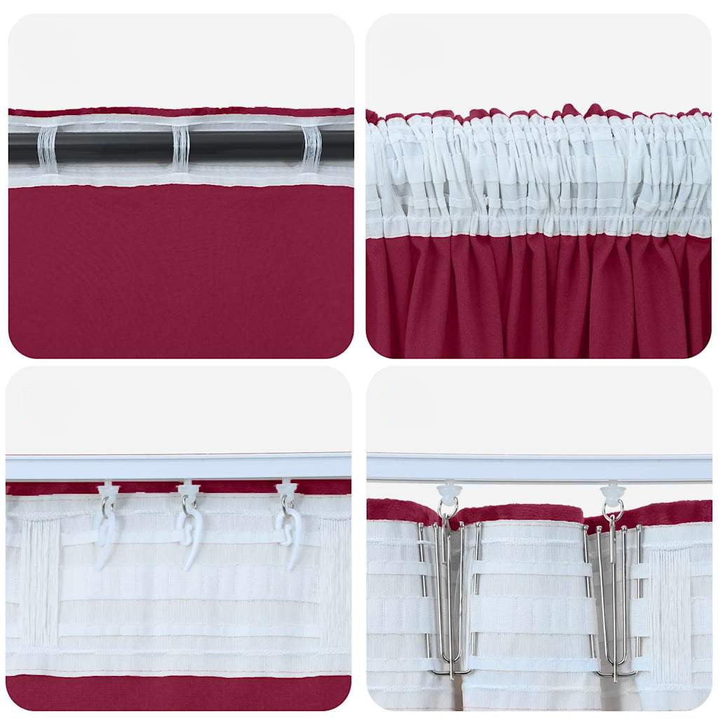 Samtvorhänge mit Vorhängen 2 pcs Weinrot 140 x 140 cm Samt