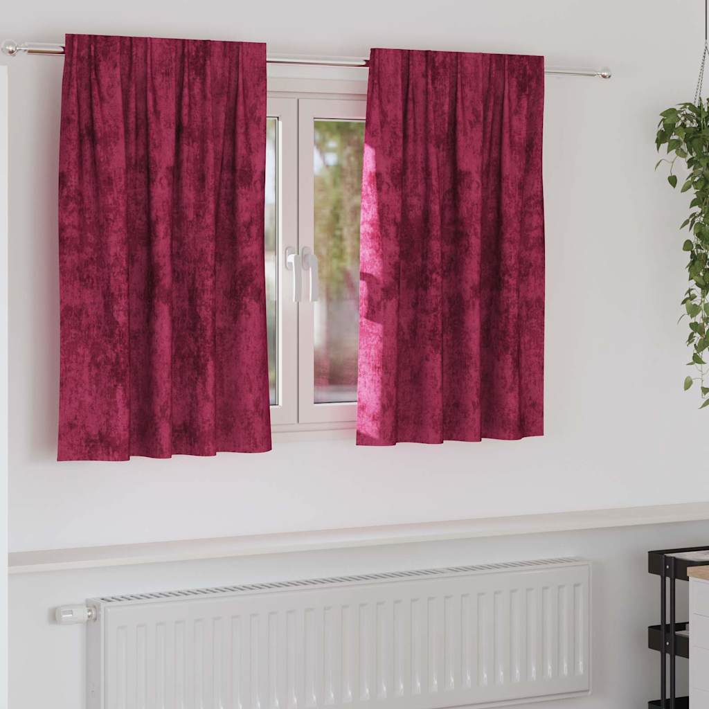 Samtvorhänge mit Vorhängen 2 pcs Weinrot 140 x 140 cm Samt