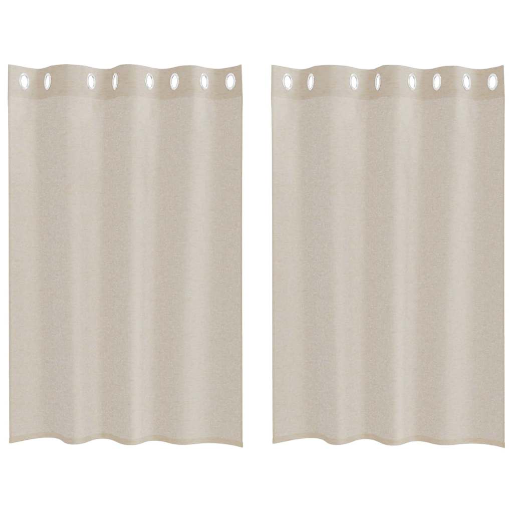 Voile-Vorhang mit Vorhängen 2 pcs Creme 140 x 140 cm Polyester