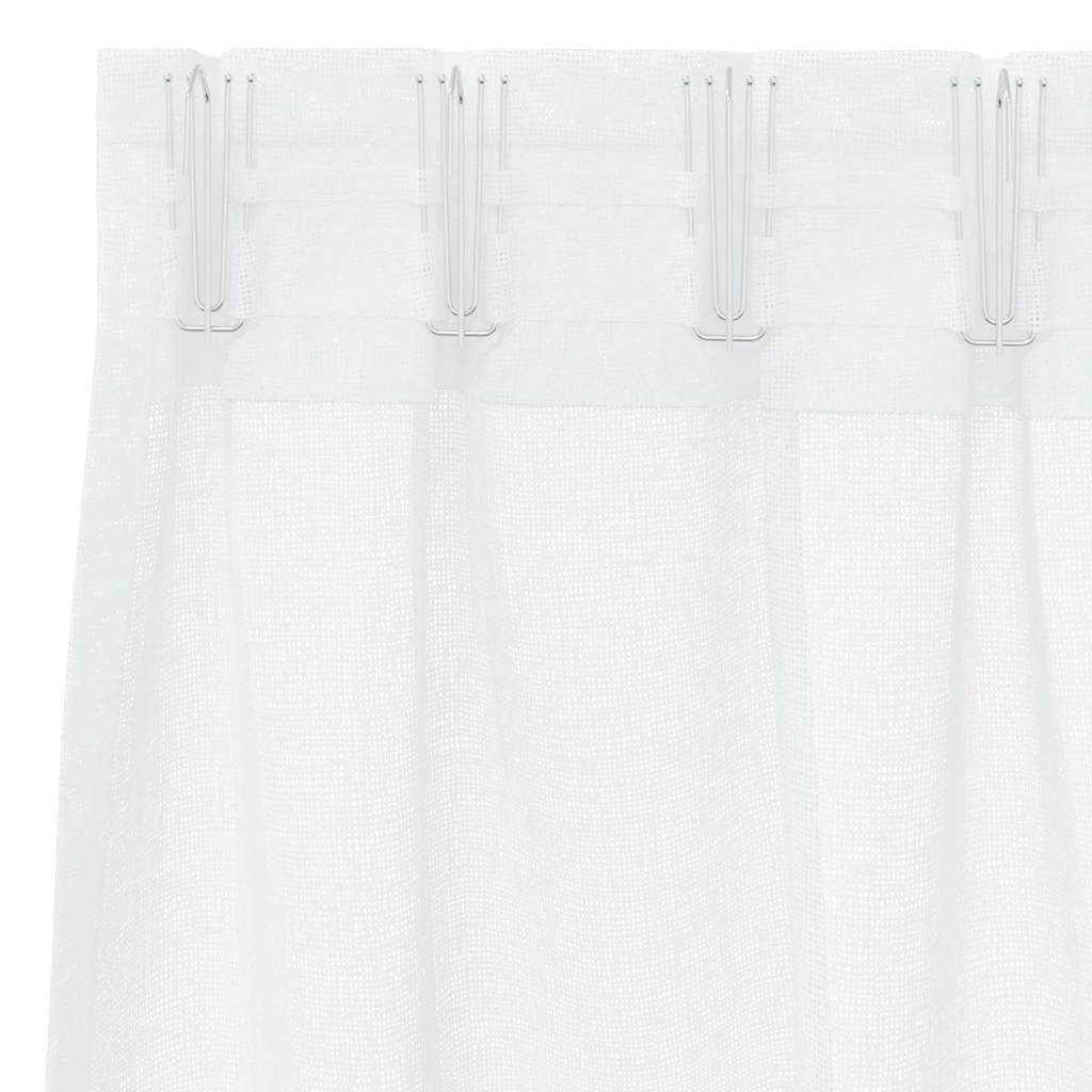 Voile-Vorhang mit Stangentaschen 2 pcs Weiß 175 x 140 cm Polyester
