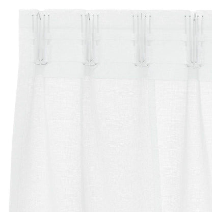 Voile-Vorhang mit Stangentaschen 2 pcs Weiß 175 x 140 cm Polyester