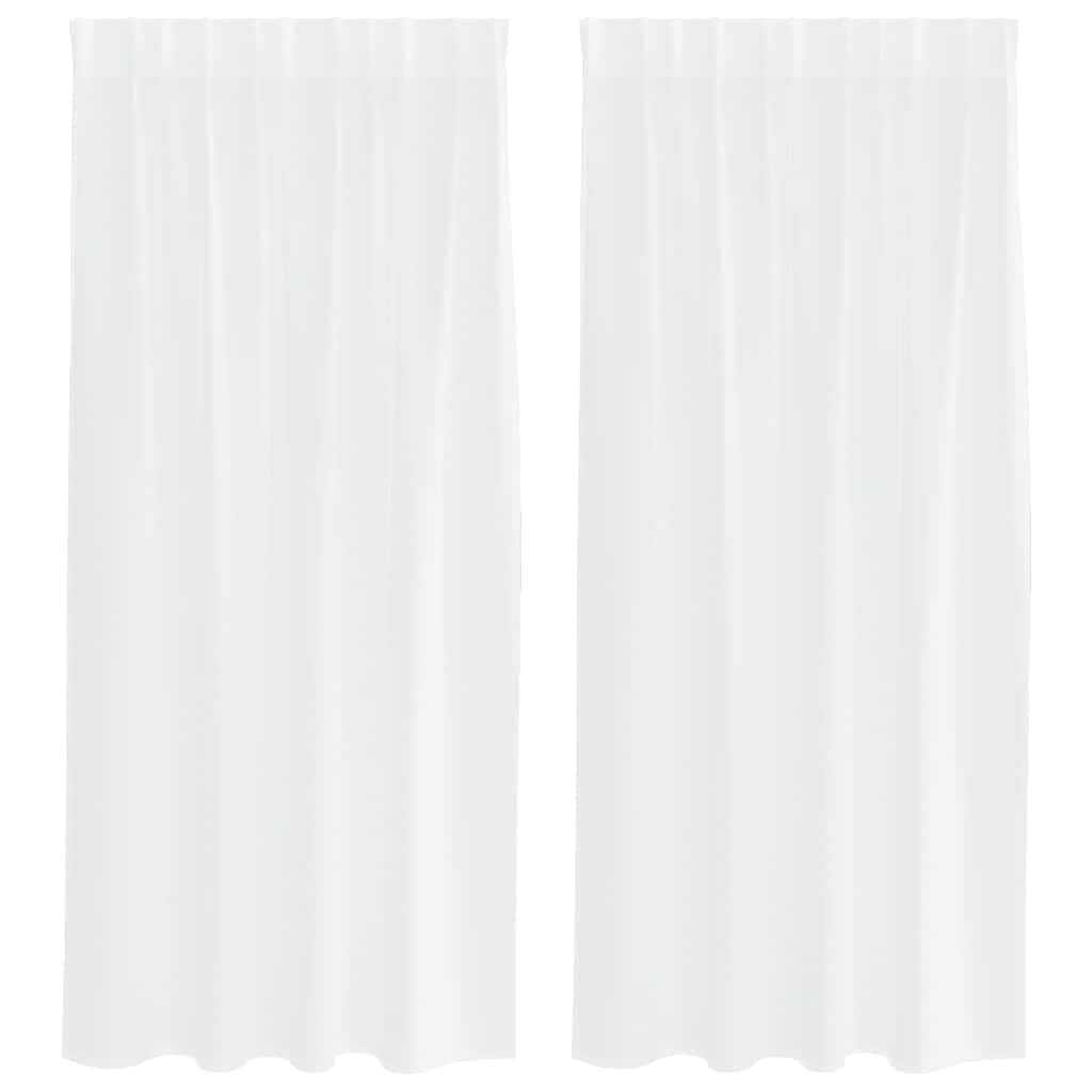 Voile-Vorhang mit Stangentaschen 2 pcs Weiß 175 x 140 cm Polyester