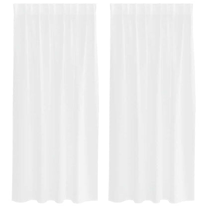 Voile-Vorhang mit Stangentaschen 2 pcs Weiß 175 x 140 cm Polyester