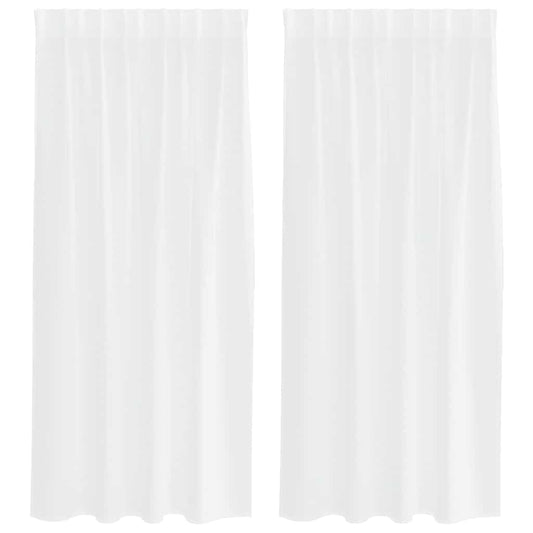 Voile-Vorhang mit Stangentaschen 2 pcs Weiß 175 x 140 cm Polyester
