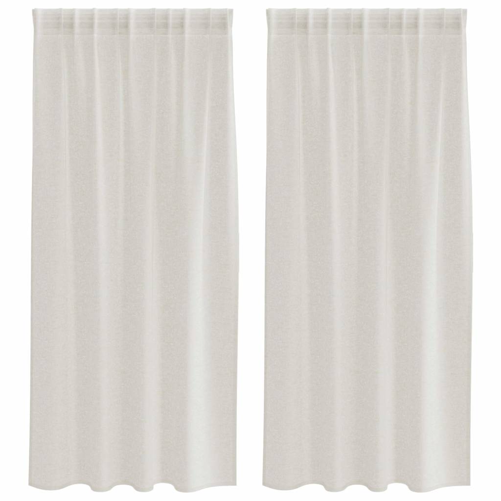 Voile-Vorhang mit Stangentaschen 2 pcs Weiß 175 x 140 cm Polyester