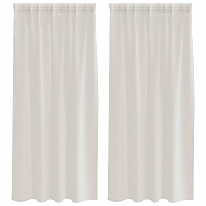 Voile-Vorhang mit Stangentaschen 2 pcs Weiß 175 x 140 cm Polyester