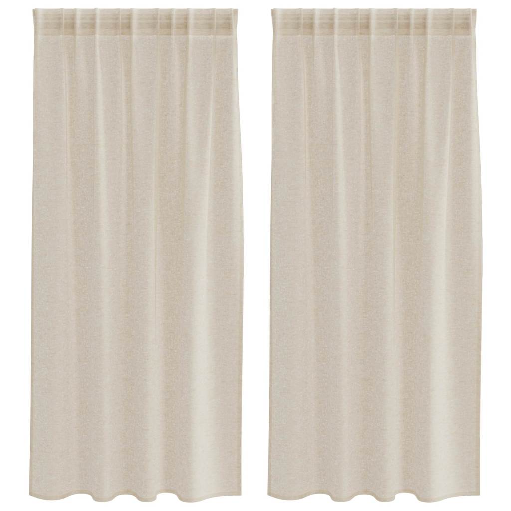 Voile-Vorhang mit Stangentaschen 2 pcs Weiß 175 x 140 cm Polyester