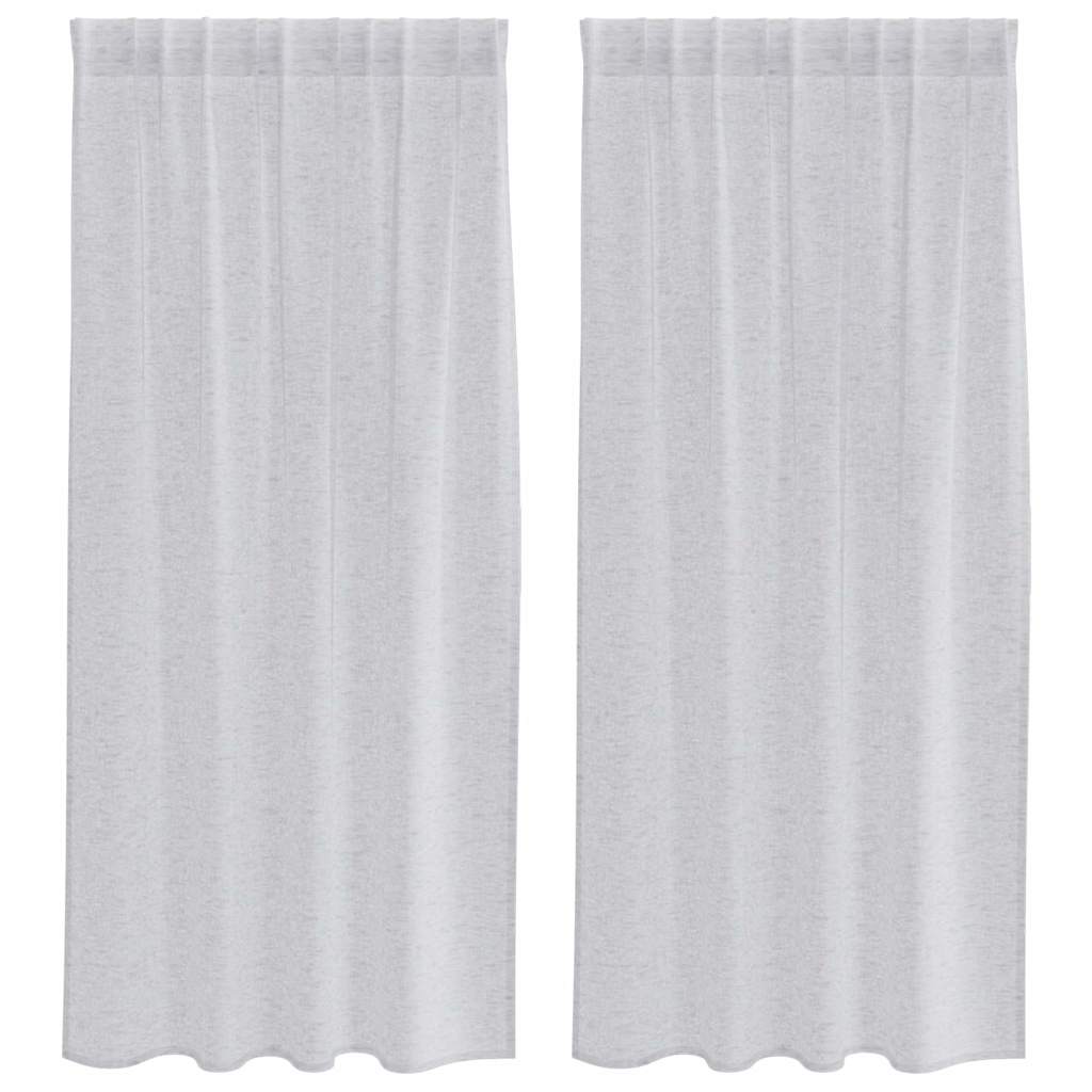 Voile-Vorhang mit Stangentaschen 2 pcs Weiß 175 x 140 cm Polyester