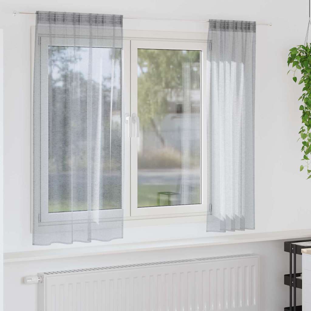 Voile-Vorhang mit Stangentaschen 2 pcs Weiß 175 x 140 cm Polyester