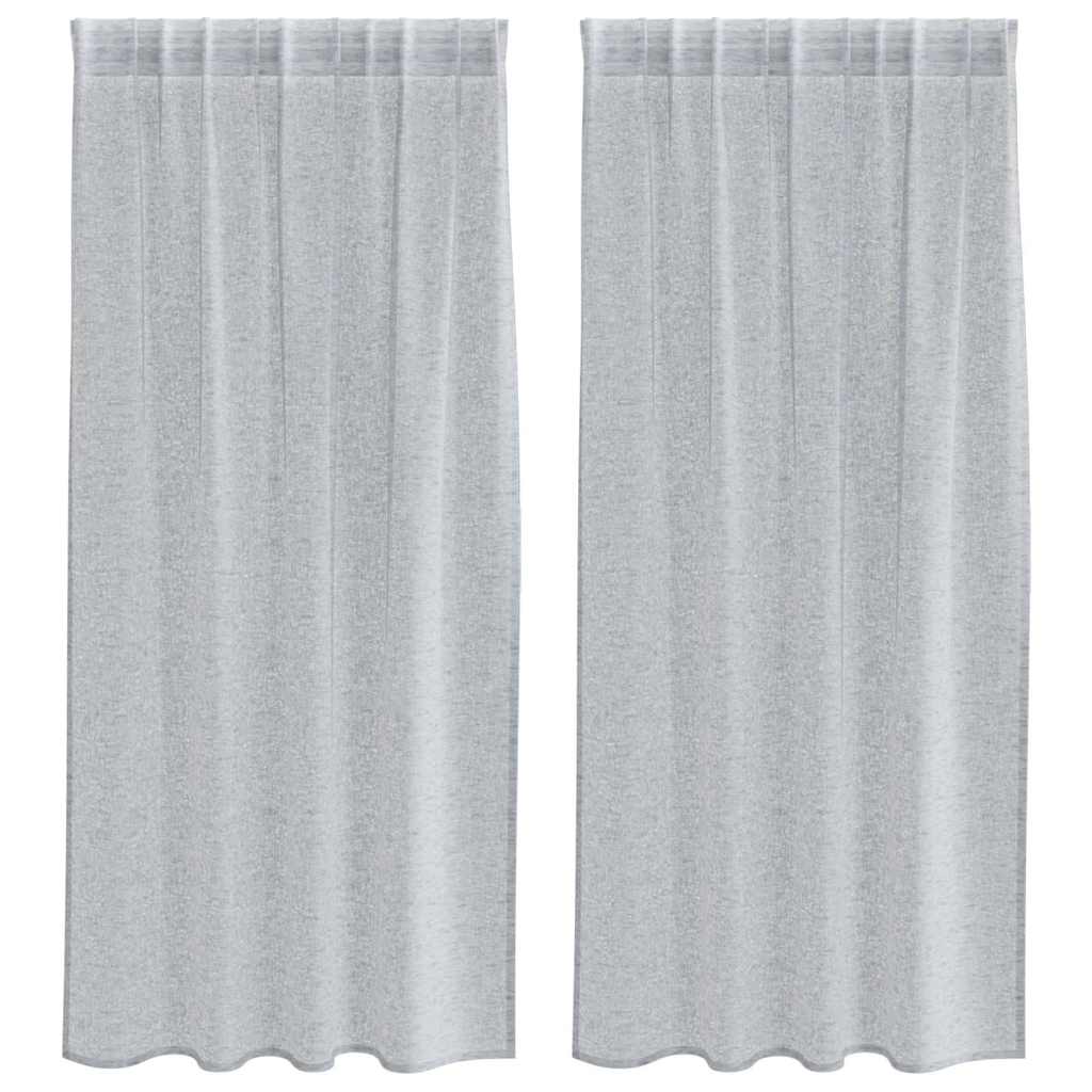 Voile-Vorhang mit Stangentaschen 2 pcs Weiß 175 x 140 cm Polyester