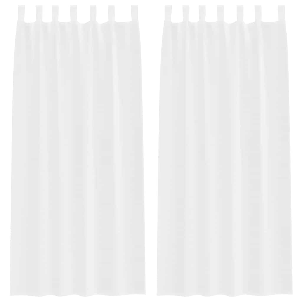 Voile-Vorhang mit Schlaufen 2 pcs Weiß 245 x 140 cm Polyester