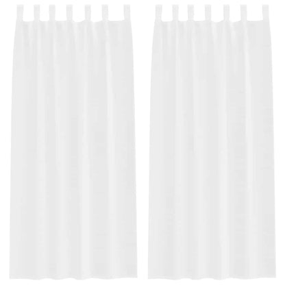 Voile-Vorhang mit Schlaufen 2 pcs Weiß 245 x 140 cm Polyester