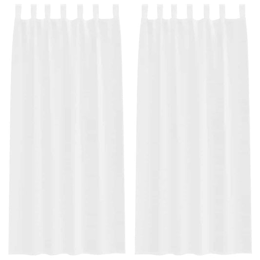 Voile-Vorhang mit Schlaufen 2 pcs Weiß 245 x 140 cm Polyester