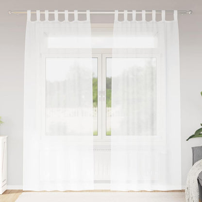 Voile-Vorhang mit Schlaufen 2 pcs Weiß 260 x 140 cm Polyester