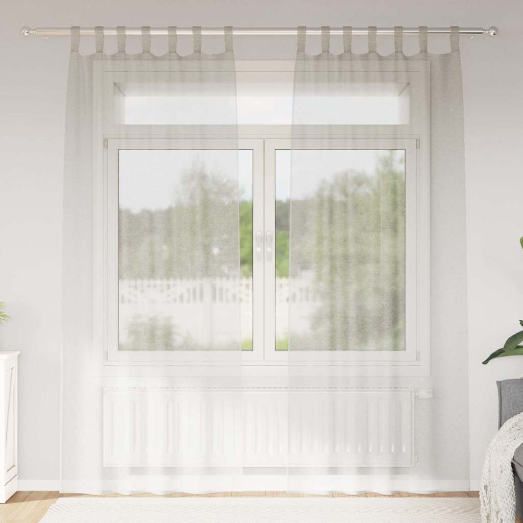 Voile-Vorhang mit Schlaufen 2 pcs Weiß 245 x 140 cm Polyester