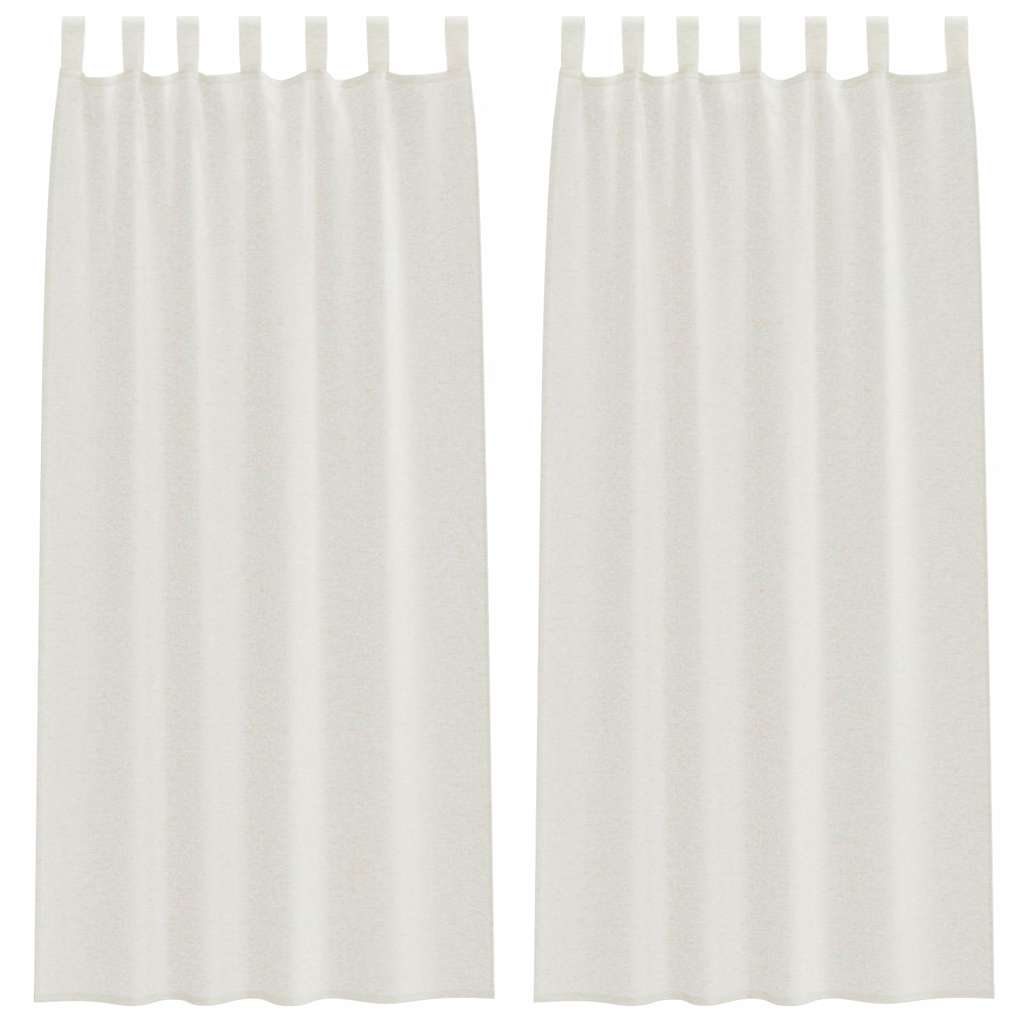 Voile-Vorhang mit Schlaufen 2 pcs Weiß 260 x 140 cm Polyester