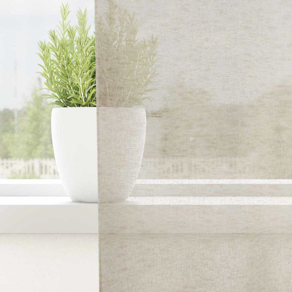 Voile-Vorhang mit Schlaufen 2 pcs Weiß 245 x 140 cm Polyester