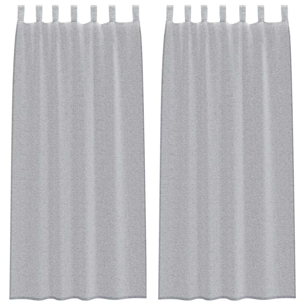 Voile-Vorhang mit Schlaufen 2 pcs Weiß 245 x 140 cm Polyester